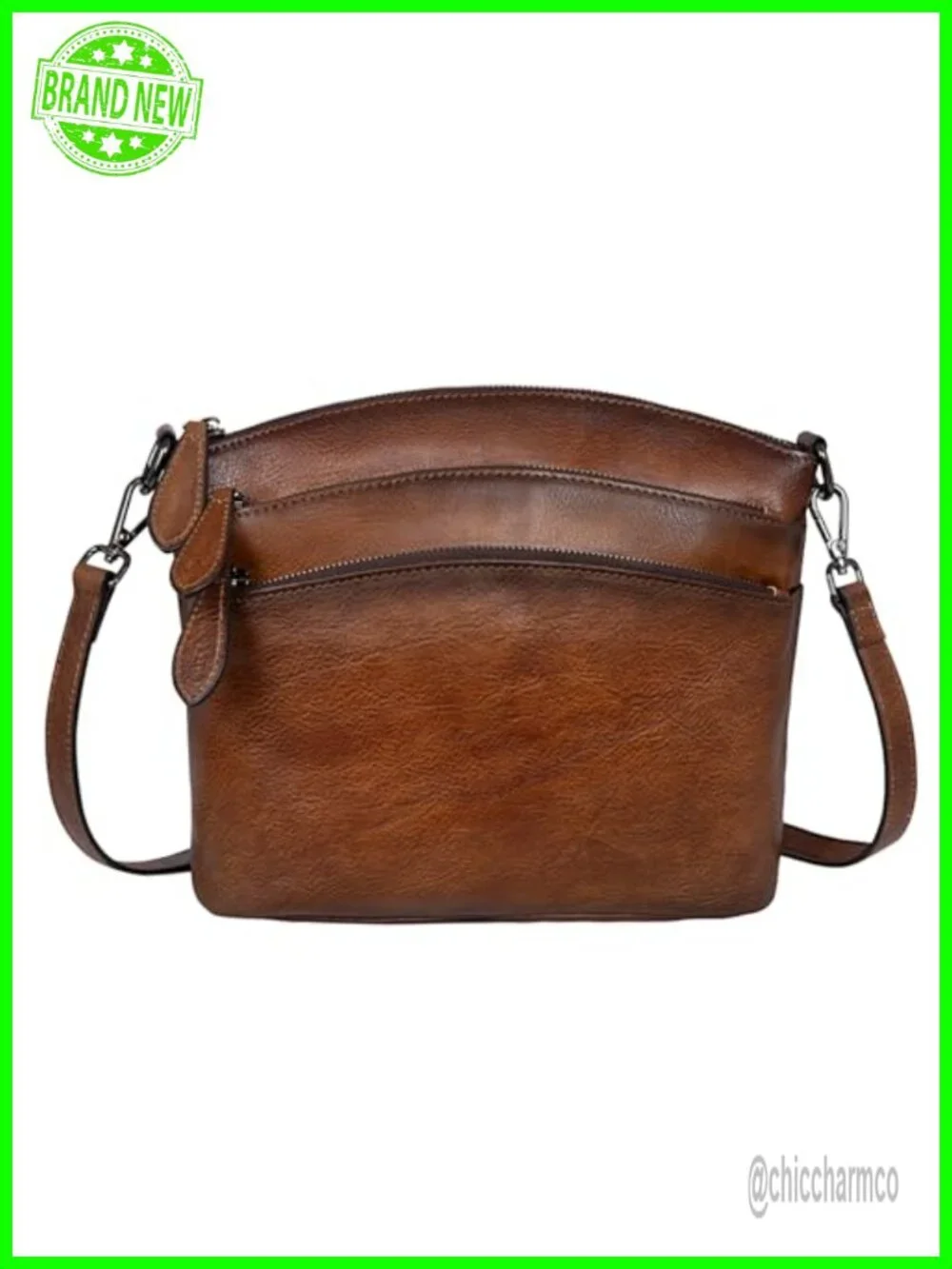 Vegetable Tanned Leather Crossbody Satchel Adjustable Strap